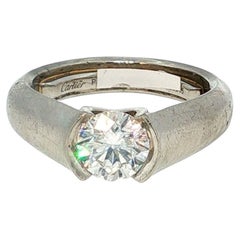 Cartier Platinum Engagement Ring and band 1.06 Carat Round Diamond F VVS1 GIA