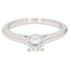 Cartier Platinum Engagement Ring with 0.51 Carat Round Diamond G VVS2 GIA