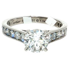 Cartier Platinum Engagement Ring with 1.64 Carat Round Diamonds F-VVS1 GIA