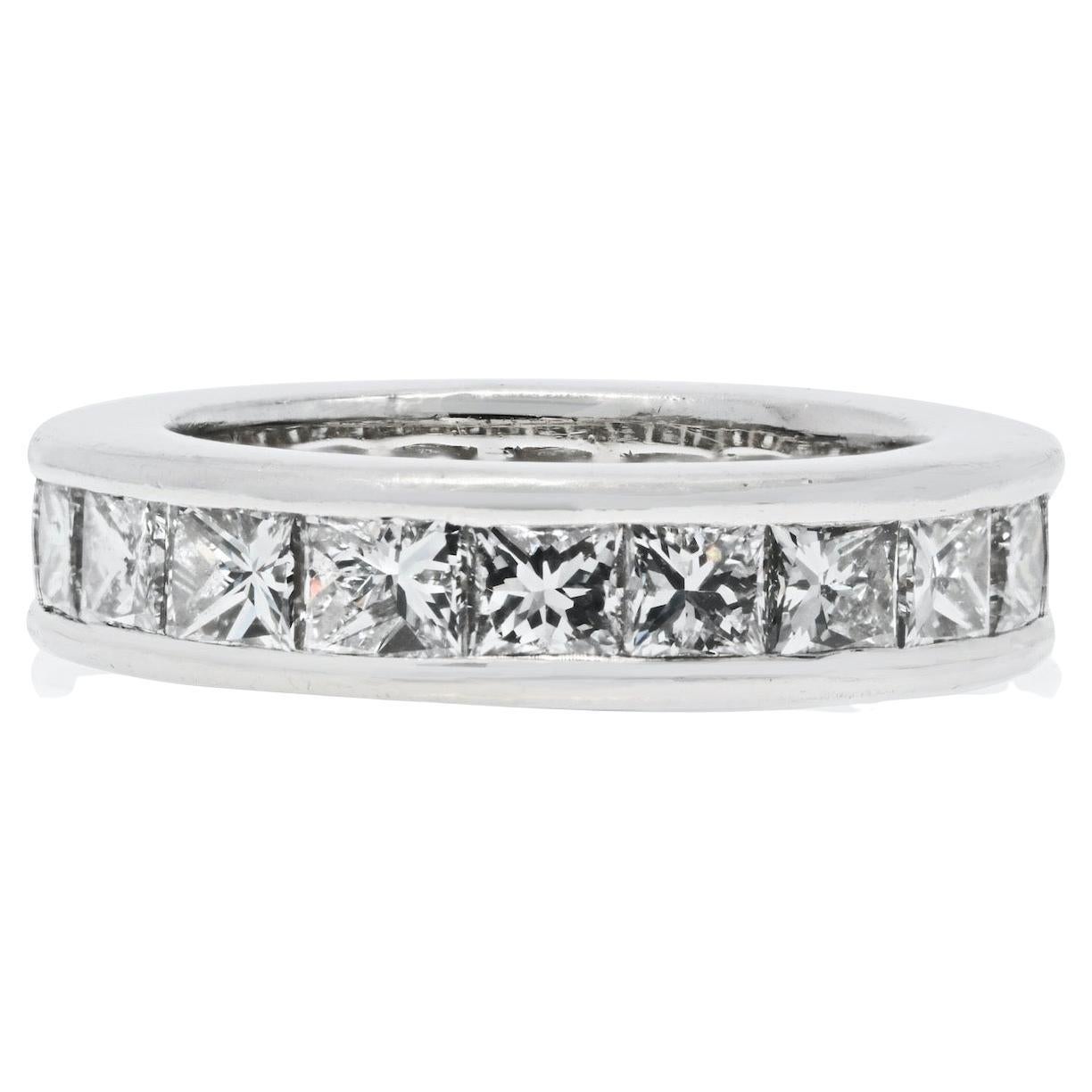 Cartier Platino UE 49 Diamante talla princesa Alianza de boda