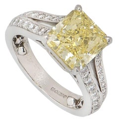 Cartier Platinum Fancy Intense Yellow Diamond Adele Engagement Ring 3.90 Carat