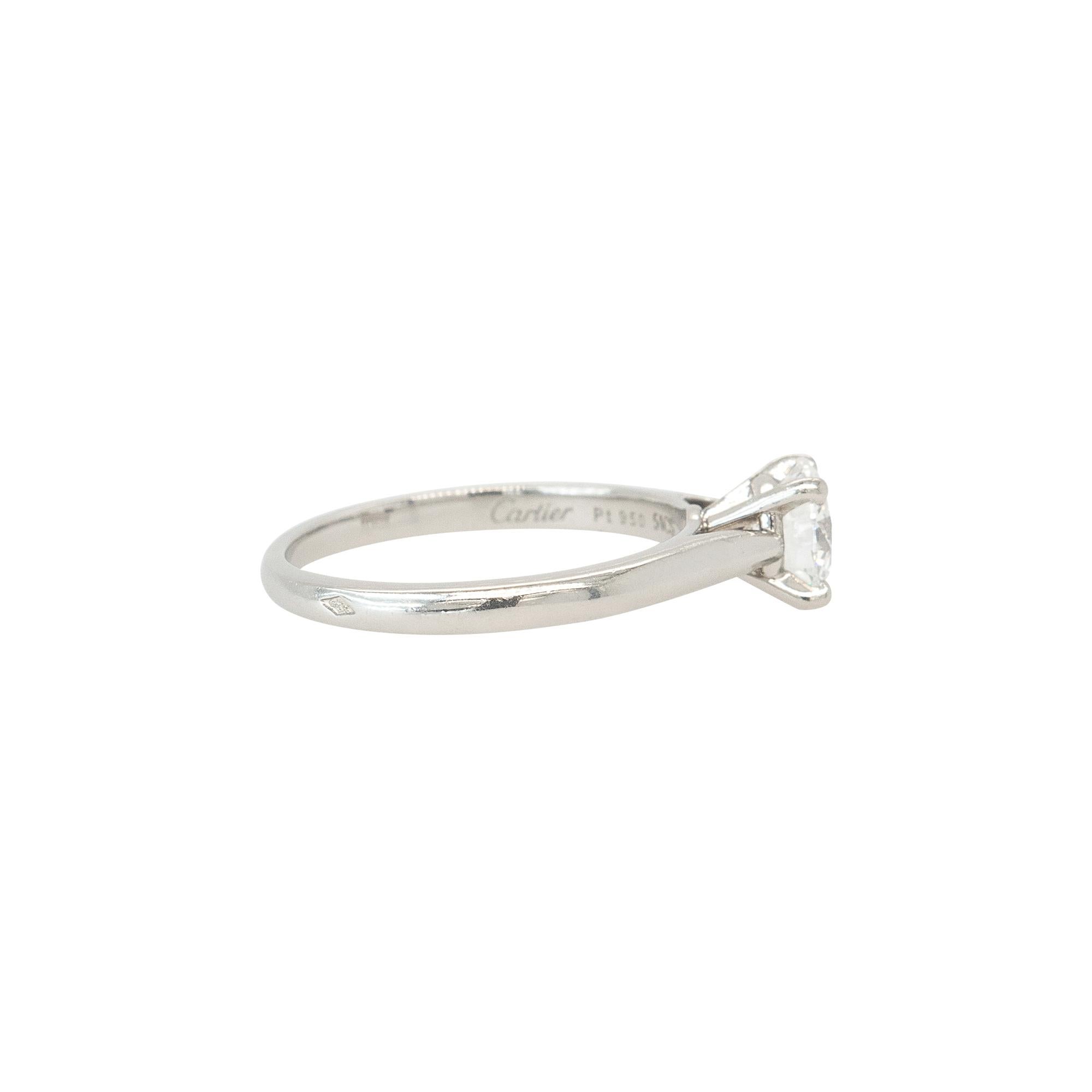 Cartier Platin GIA-zertifiziert 0,82ct Runde Brillant natürlichen Diamant-Ring (Rundschliff) im Angebot