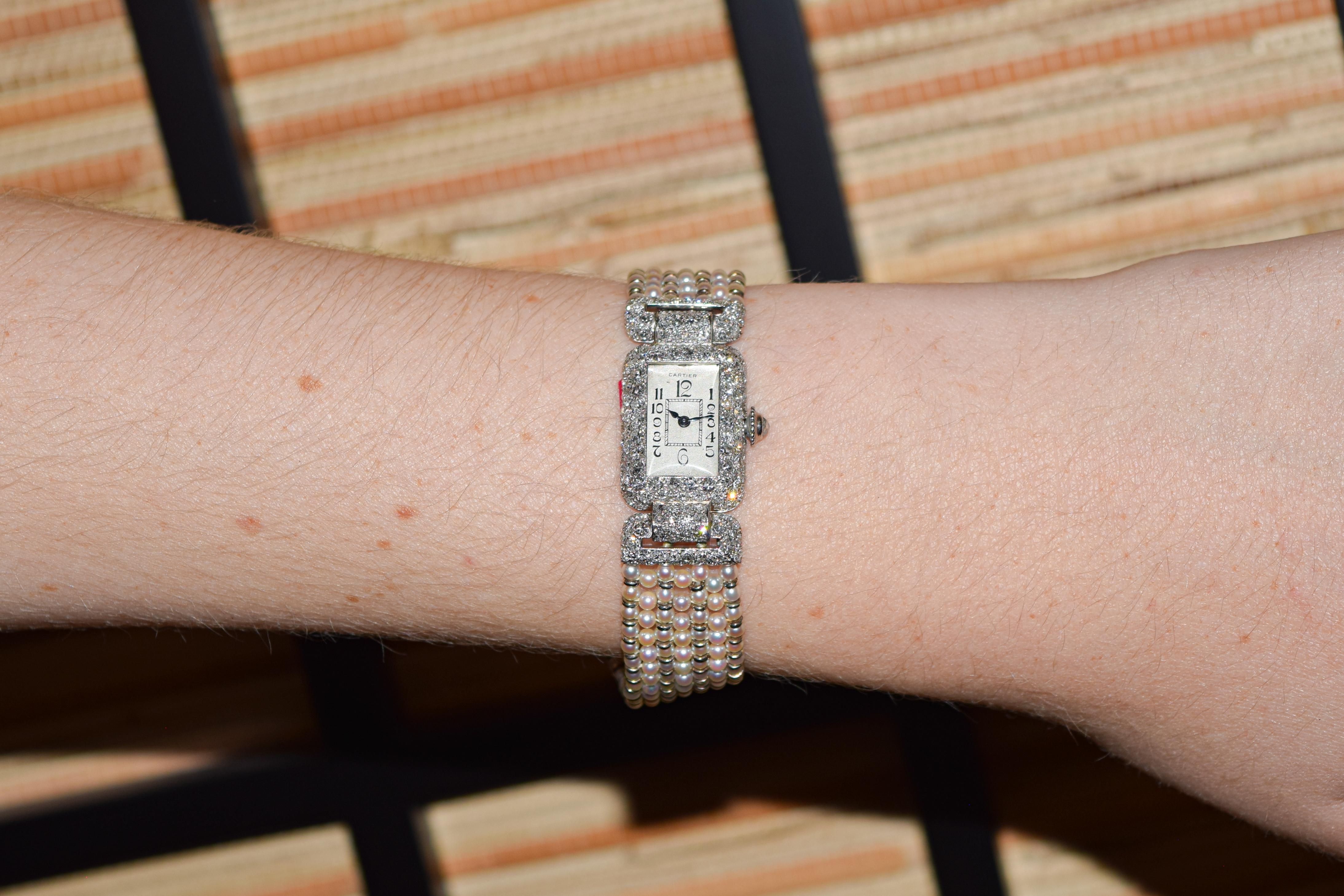Cartier Platinum Ladies Watch 1920's Art Deco by European Watch & Clock Co. For Sale 10