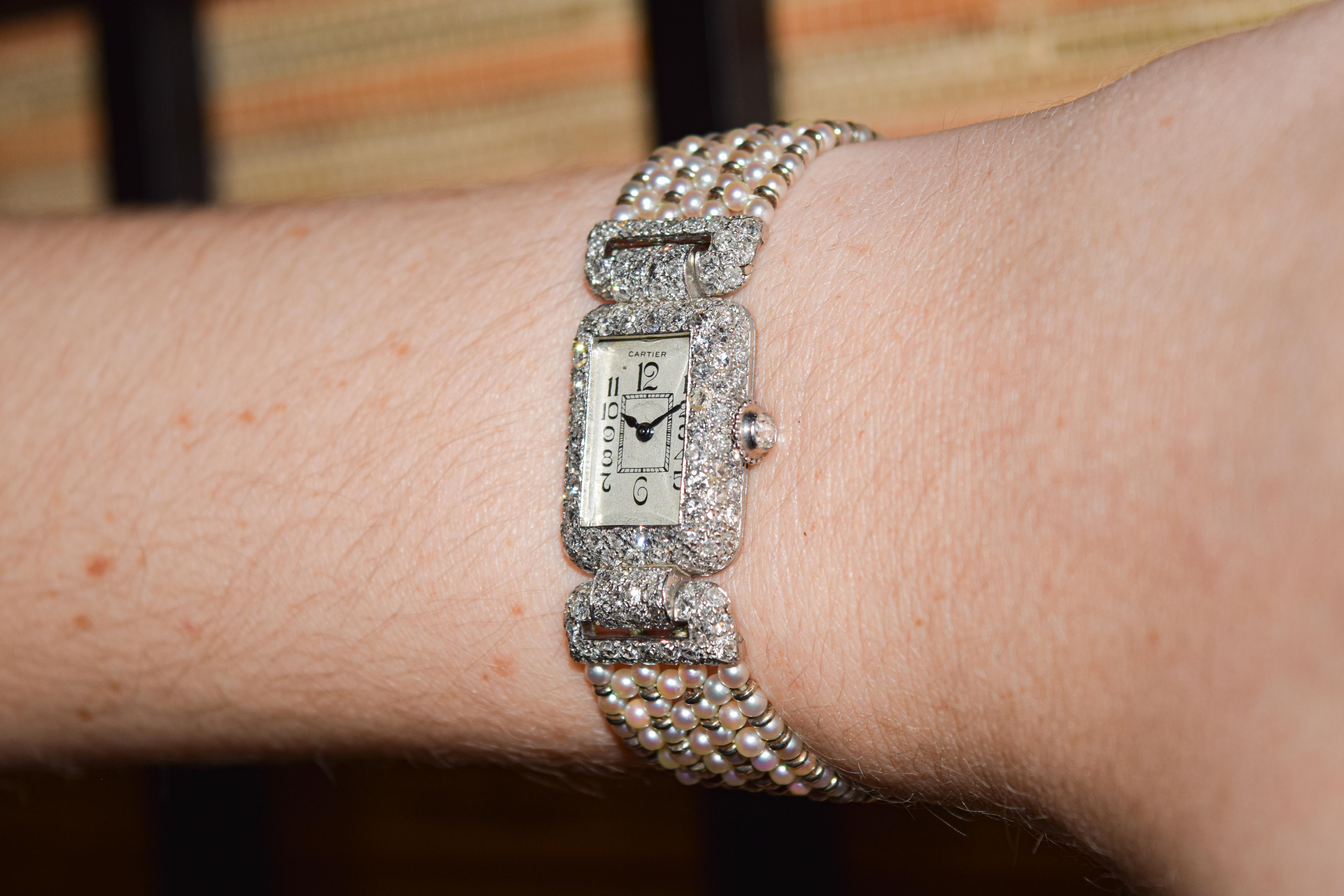Cartier Platinum Ladies Watch 1920's Art Deco by European Watch & Clock Co. For Sale 11