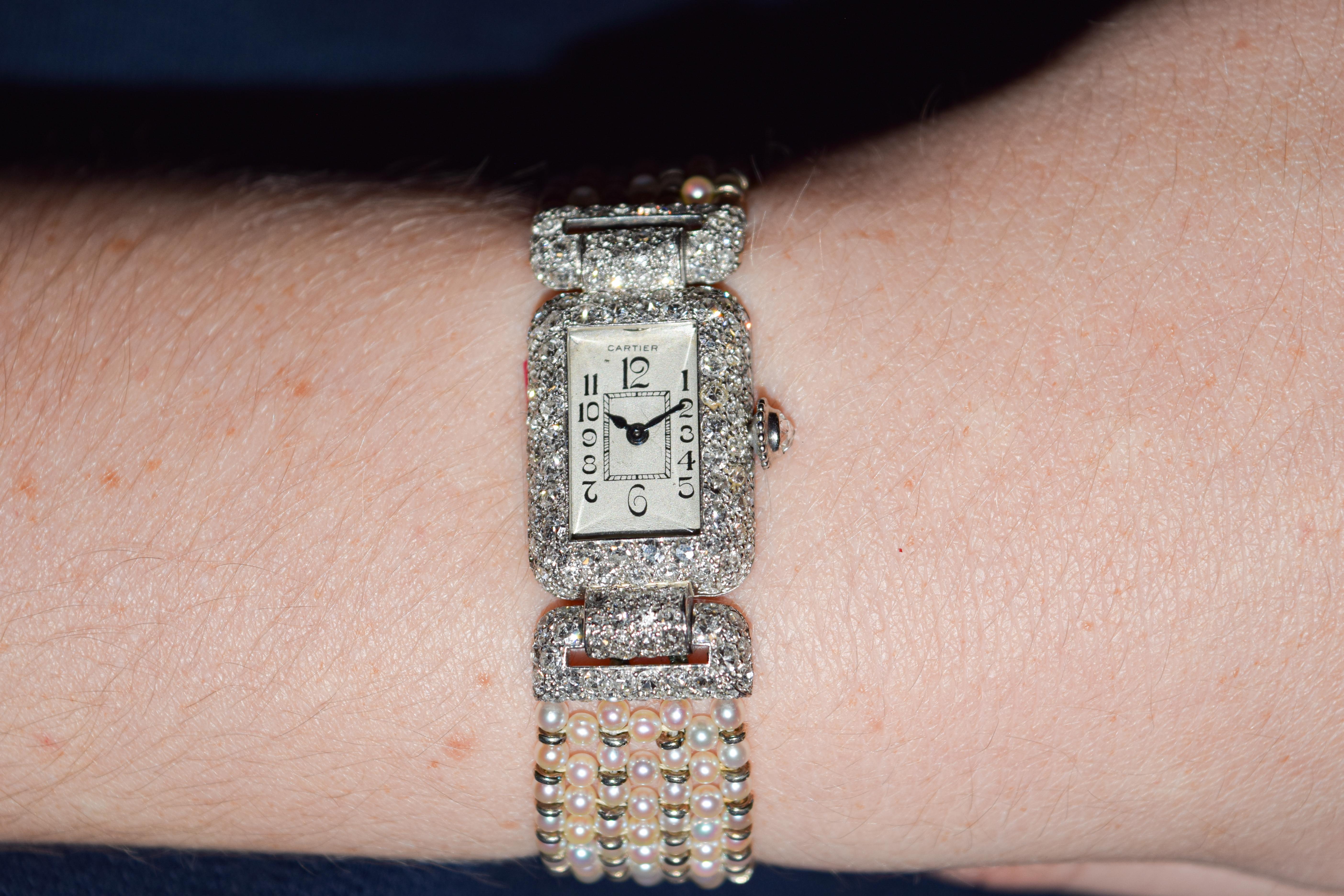 Cartier Platinum Ladies Watch 1920's Art Deco by European Watch & Clock Co. For Sale 12
