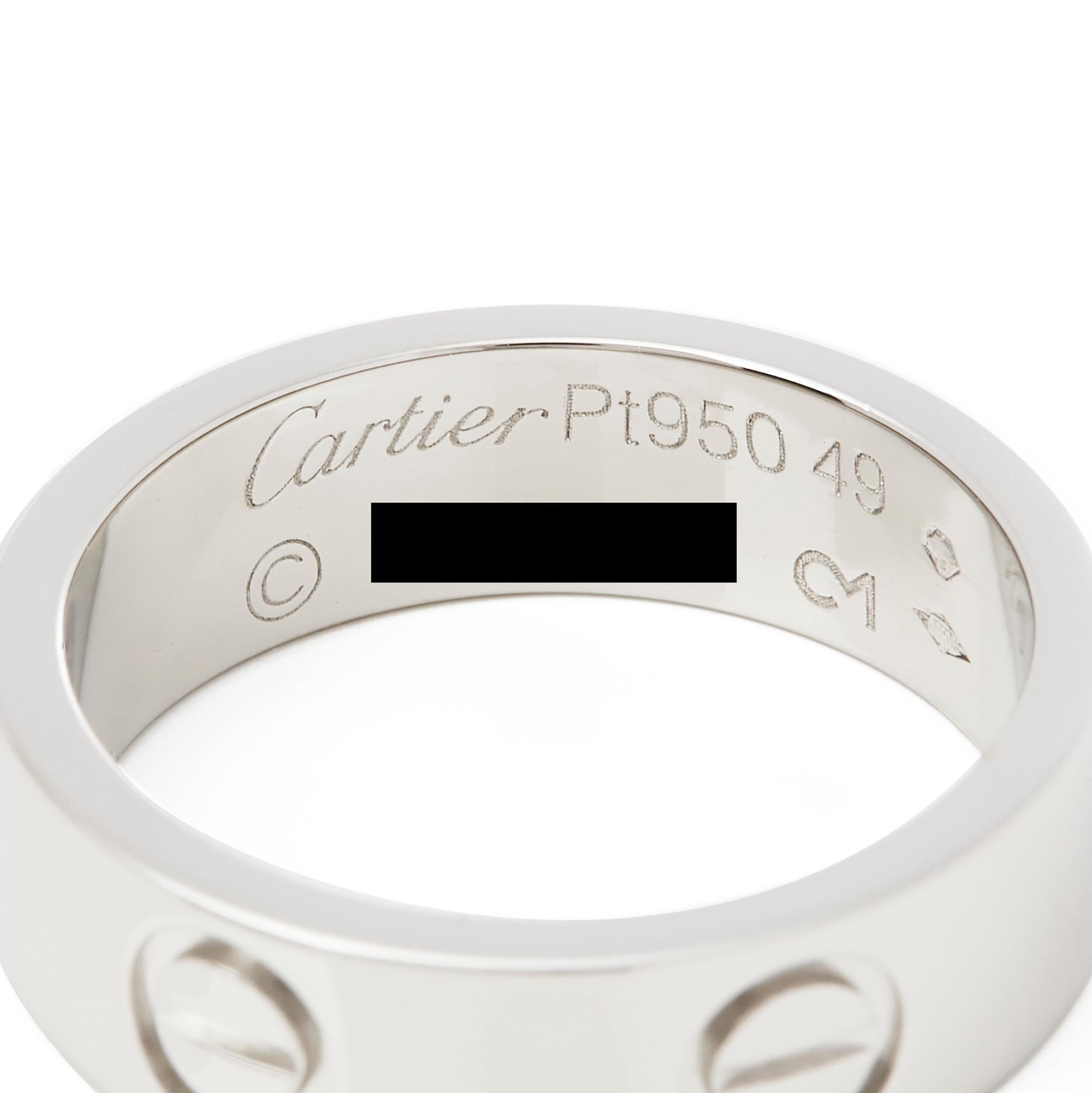 Cartier: Platin-Love-Ring im Zustand „Hervorragend“ im Angebot in Bishop's Stortford, Hertfordshire
