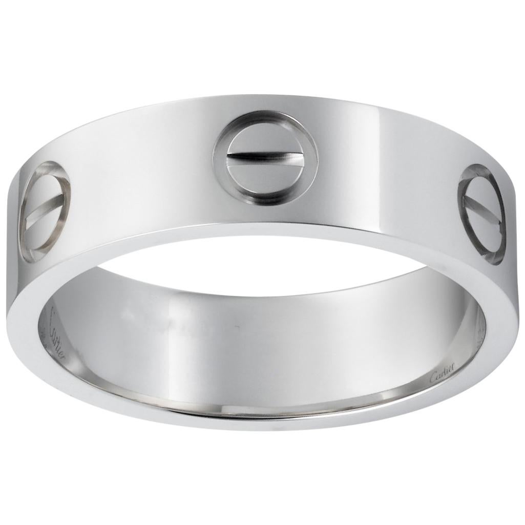 Cartier Platinum Love Ring Size 50, Retail $3650.00 ! For Sale