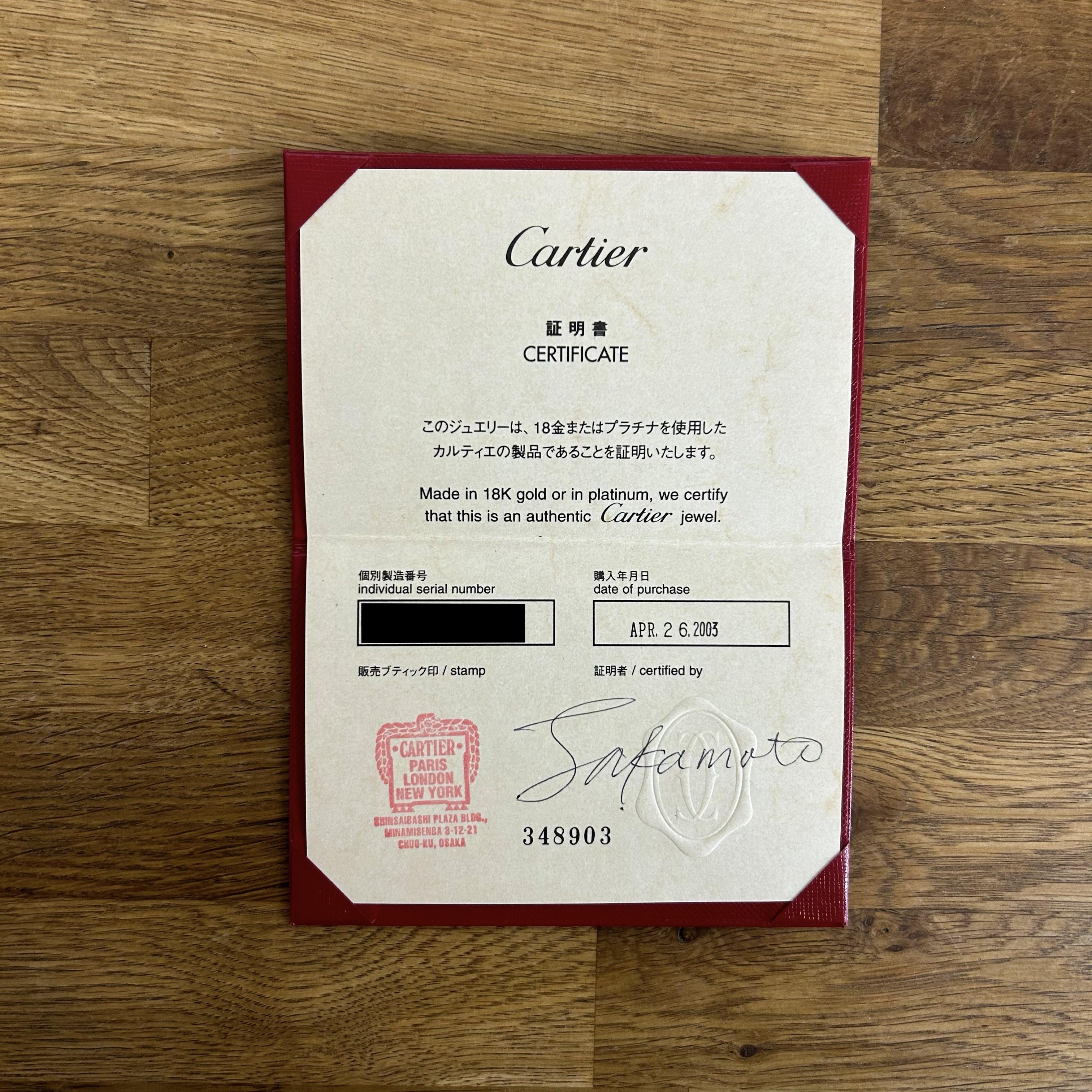 Cartier Platinum LOVE Ring Size H 1/2 (47) In Excellent Condition For Sale In London, GB