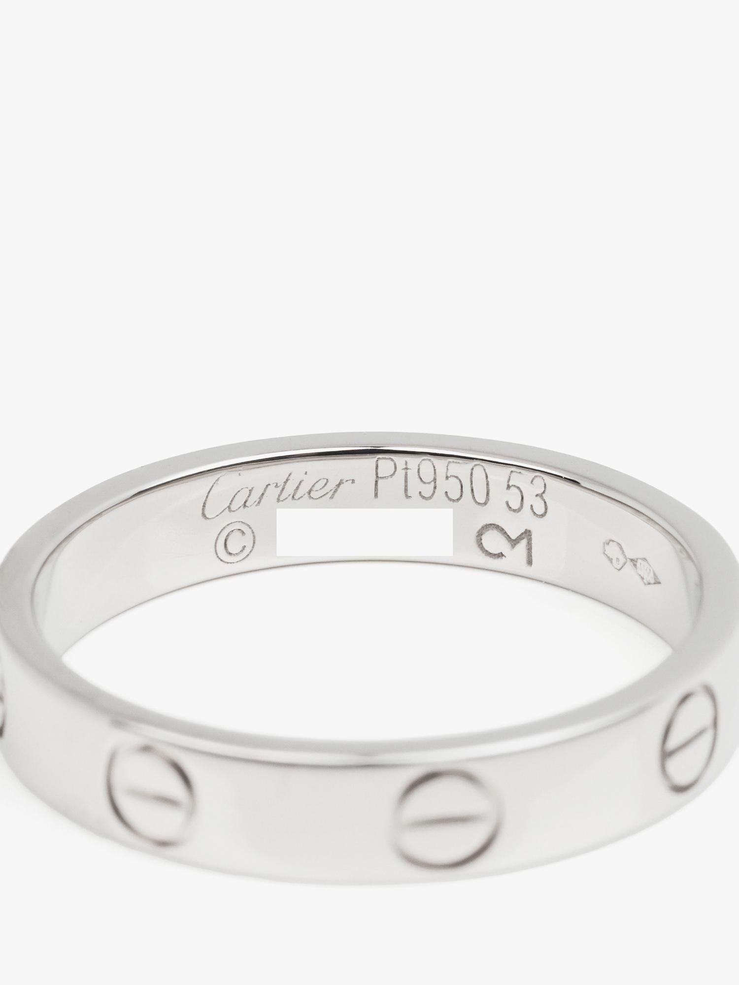 Anello Cartier Love Band in platino In condizioni buone in vendita a Bishop's Stortford, Hertfordshire