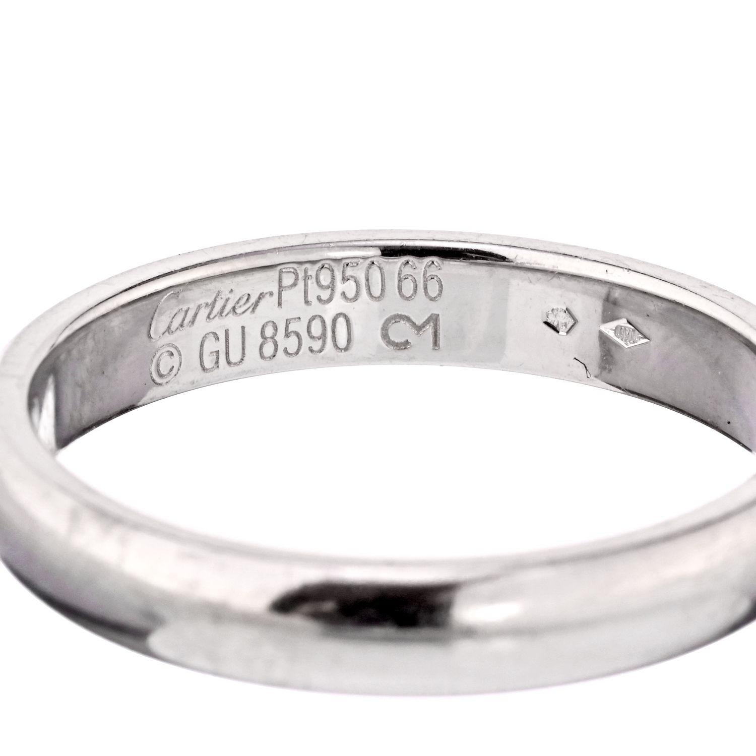 Cartier Platinum Model 1895 Dome Mens Wedding Ring In Excellent Condition In New York, NY