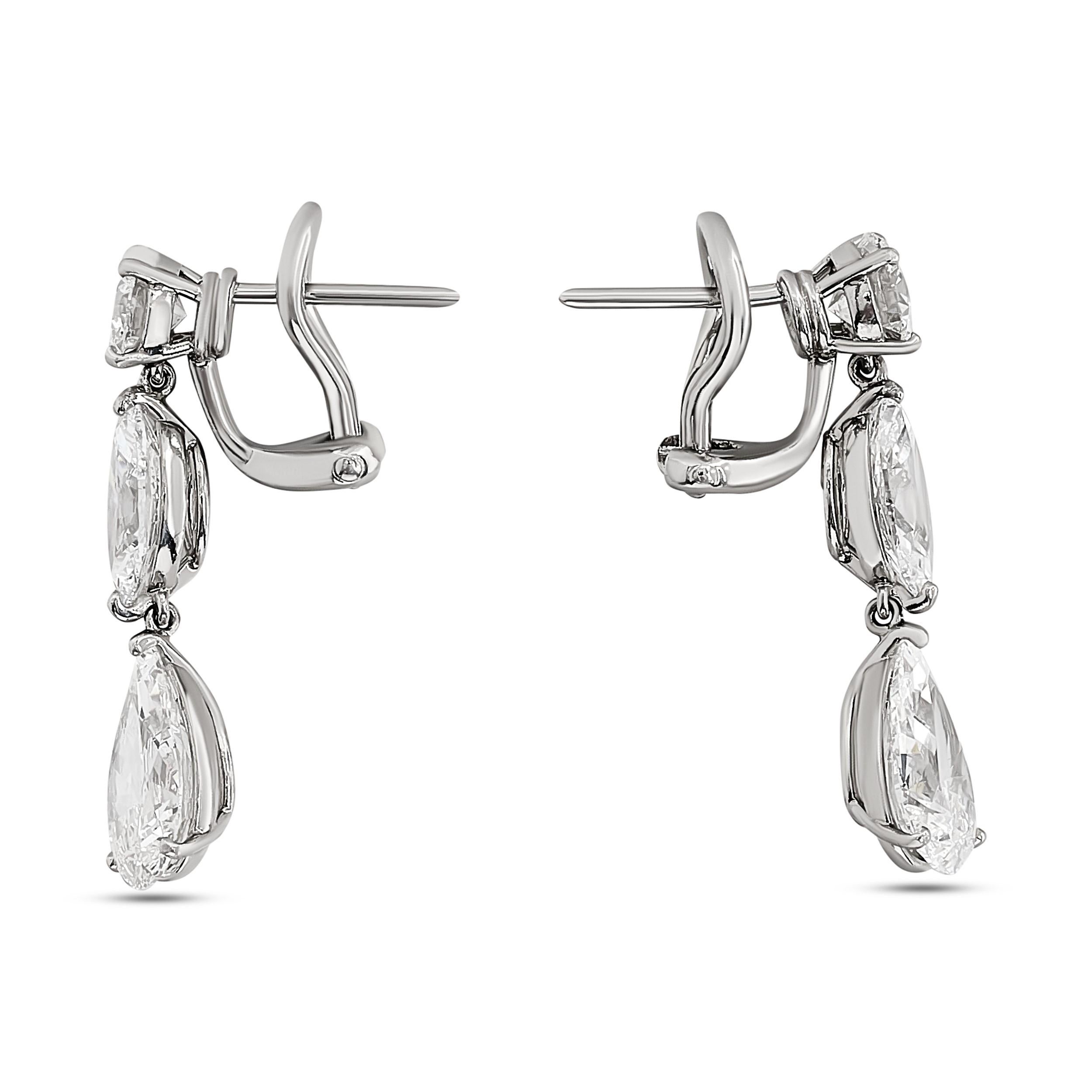 Taglio rotondo Orecchini a goccia di Cartier in platino con diamanti a forma multipla in vendita