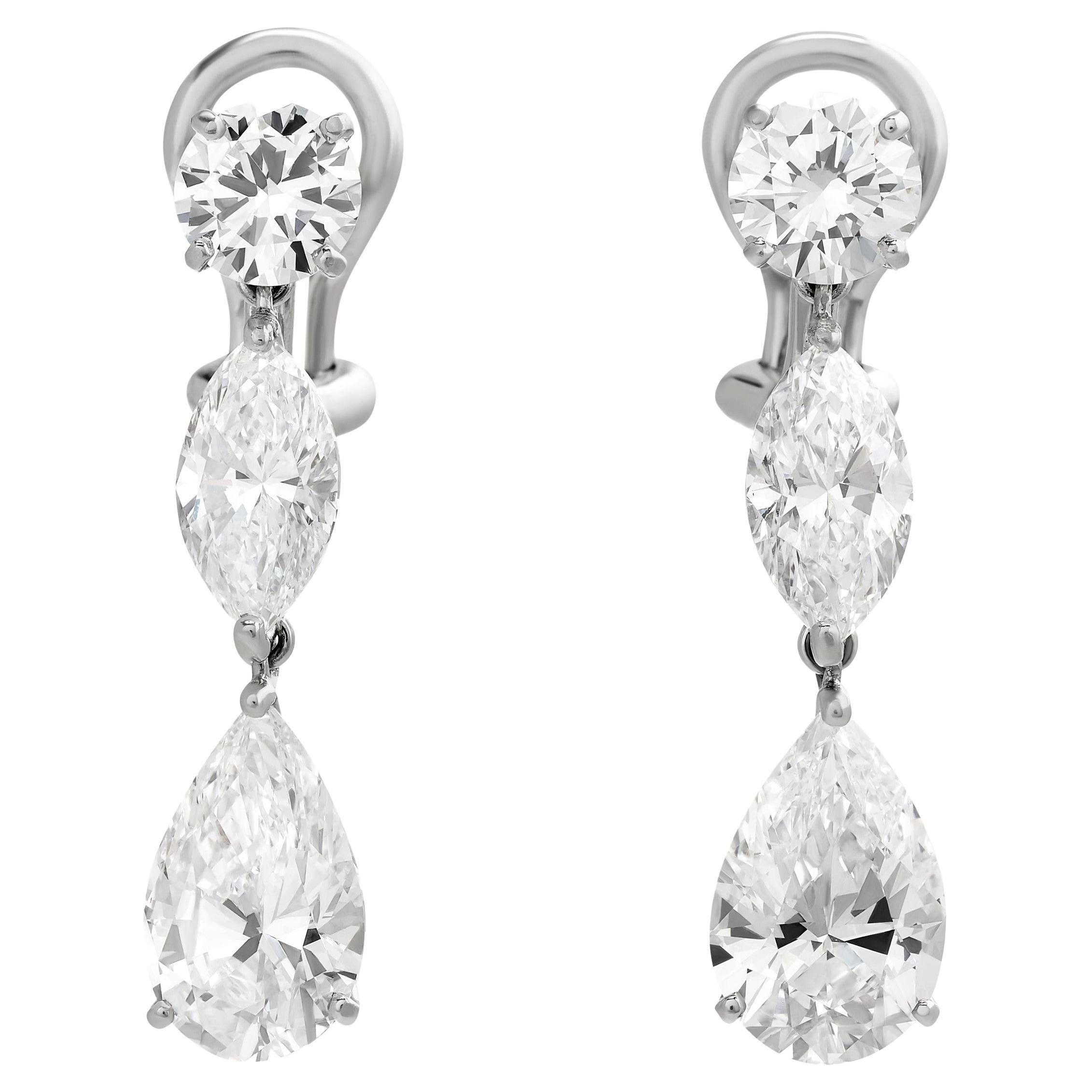 Pendientes de gota de diamantes multiforma en platino Cartier