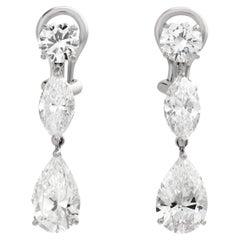 Cartier Platinum Multi-Shape Diamond Drop Earrings