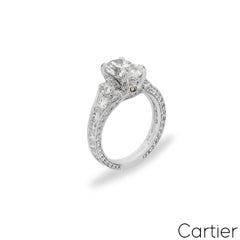 Cartier Platinum Oval Cut Diamond Camelia Ring 1.50ct F/VS2
