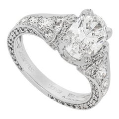 Cartier Platinum Oval Cut Diamond Camelia Ring 1.50ct F/VS2