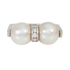 Bague tournante Cartier en platine, perles et diamants