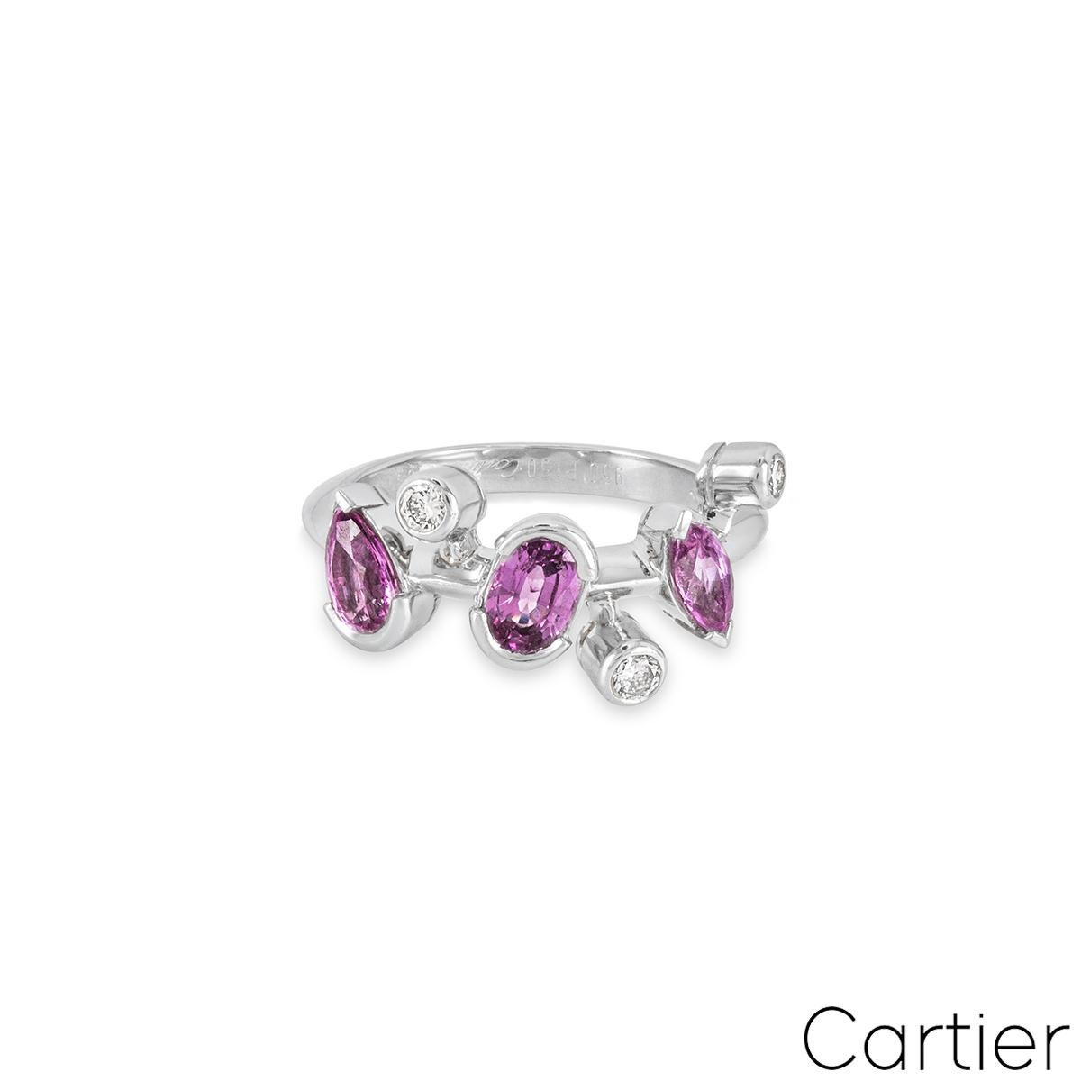 Cartier Meli Melo Ring aus Platin mit rosa Saphiren (Marquiseschliff) im Angebot