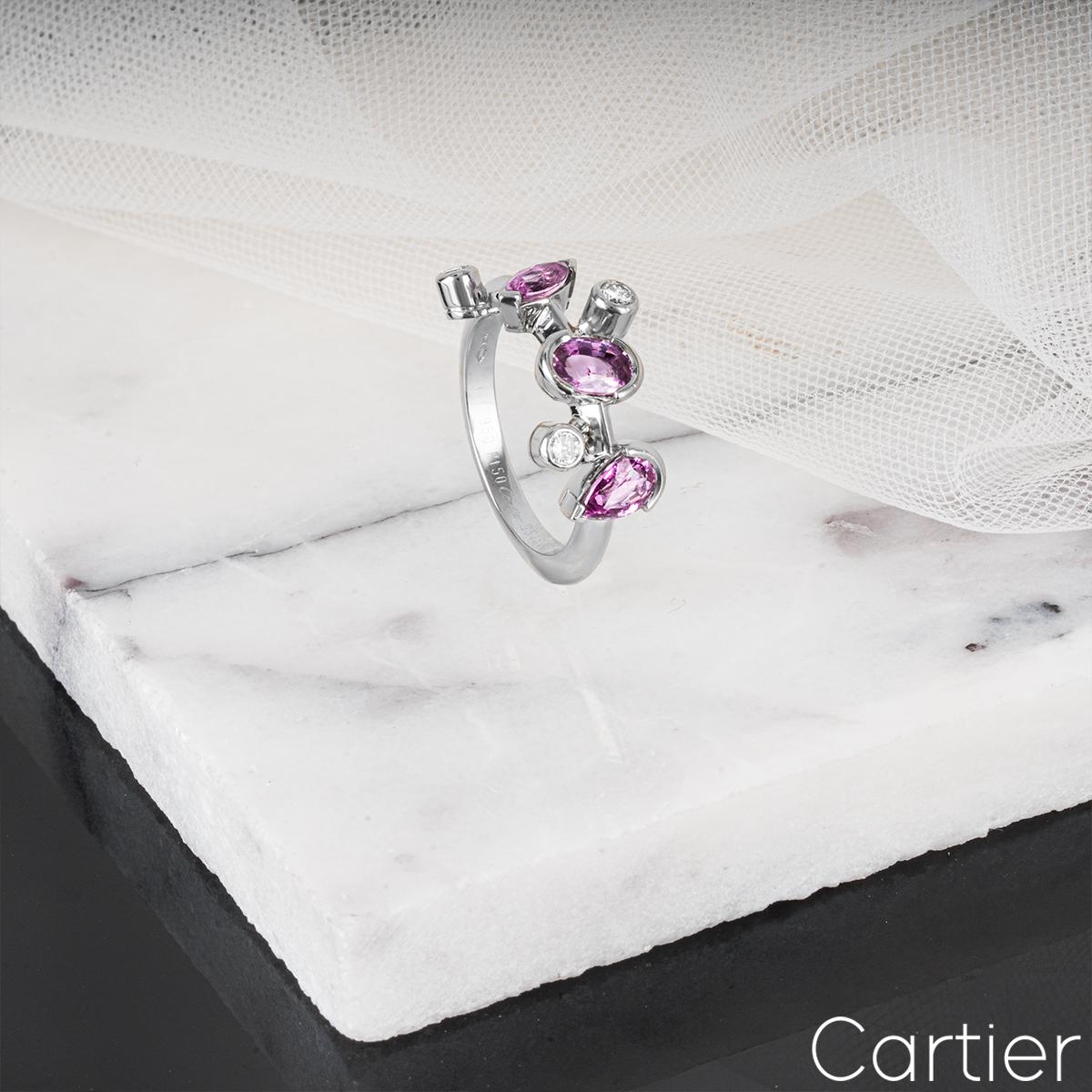 Cartier Bague Meli Melo en platine et saphir rose Excellent état - En vente à London, GB