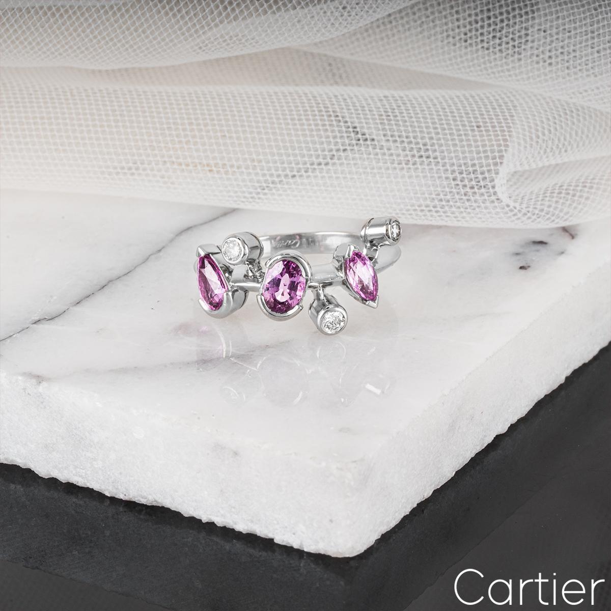 Cartier Platinum Pink Sapphire Meli Melo Ring For Sale 1