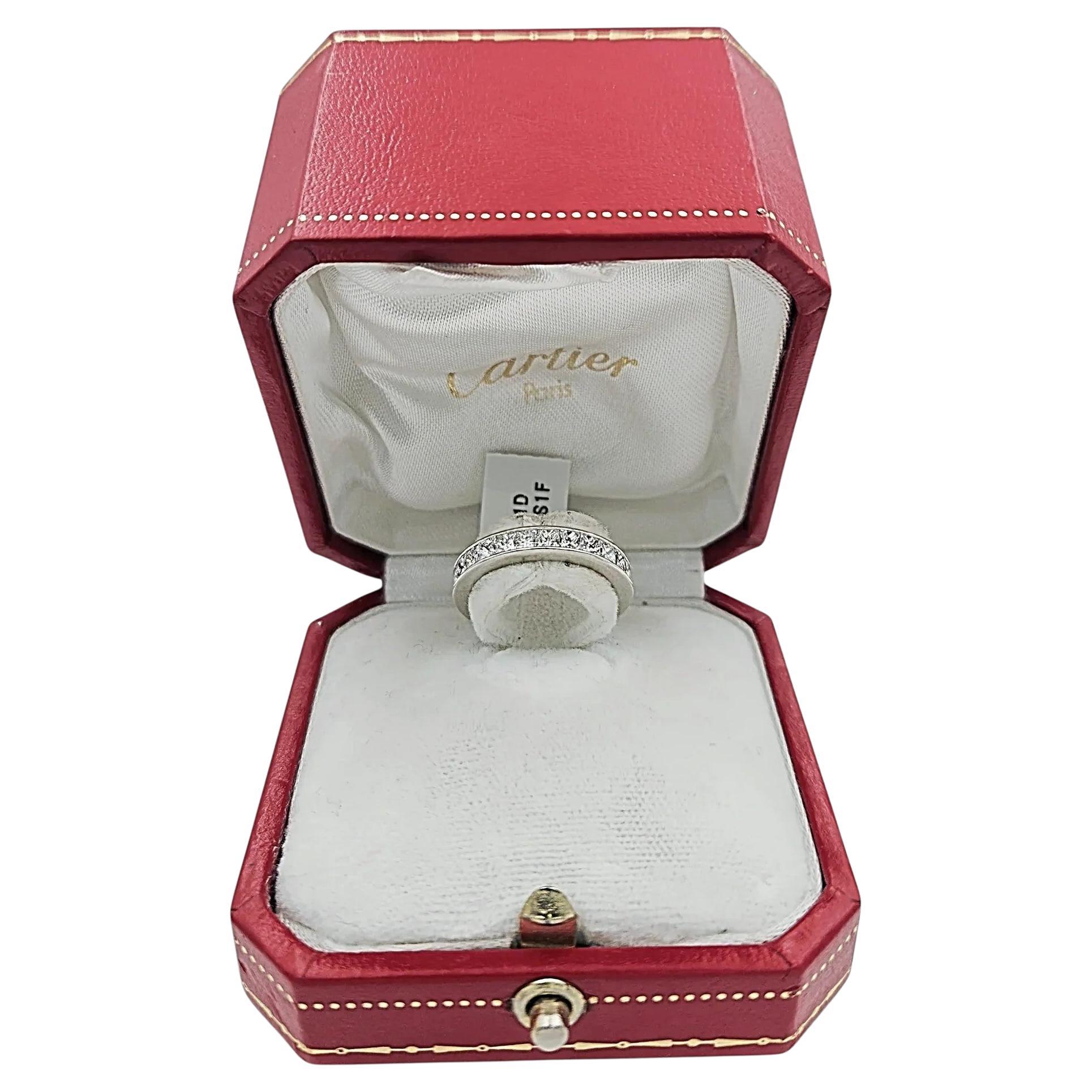 Cartier Platin Prinzessinnenschliff Eternity Band Ring 1,60 Ct. (Größe 5,50)
