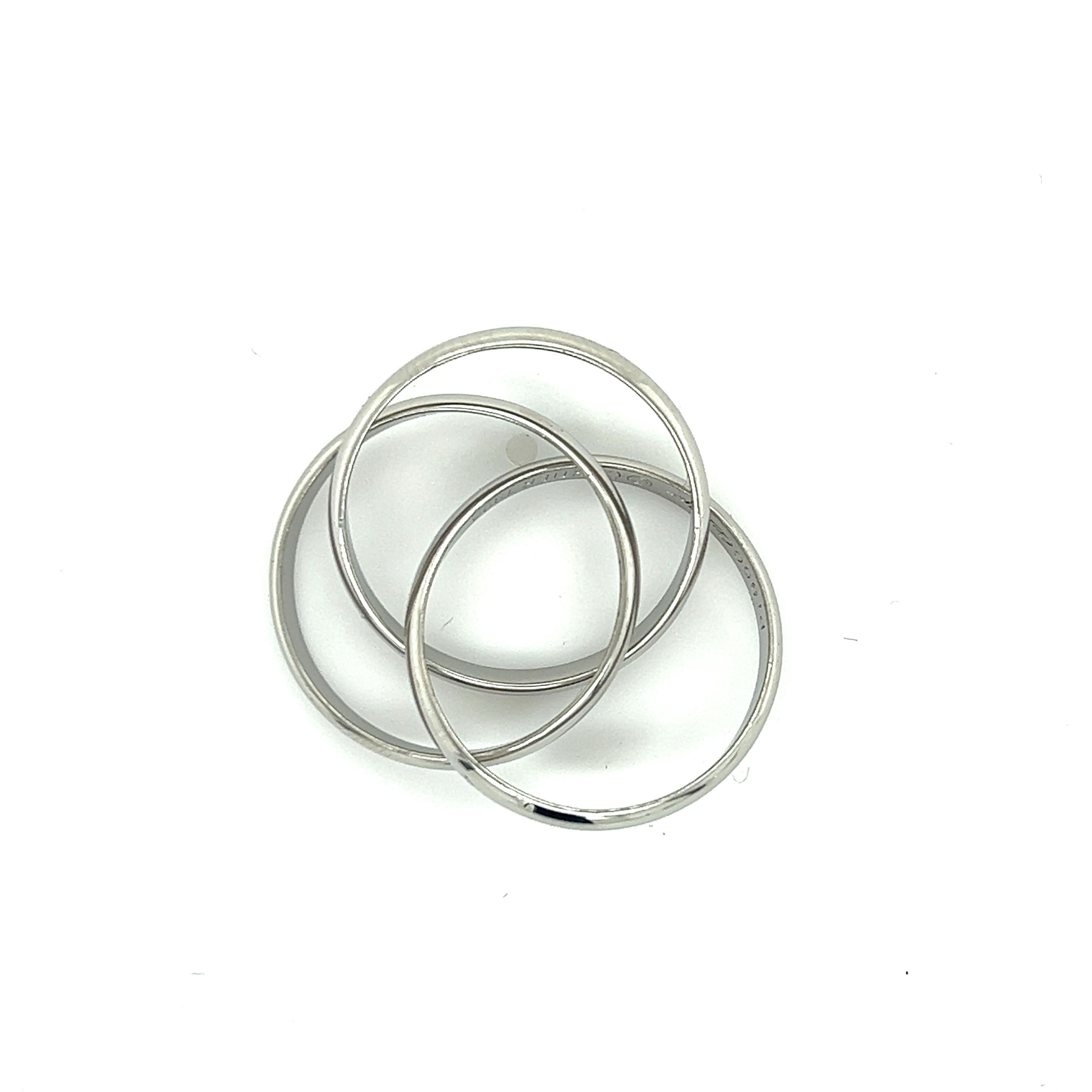 Cartier Platin Pt. 950 Trinity-Ring Größe 59 SELTEN (Moderne)