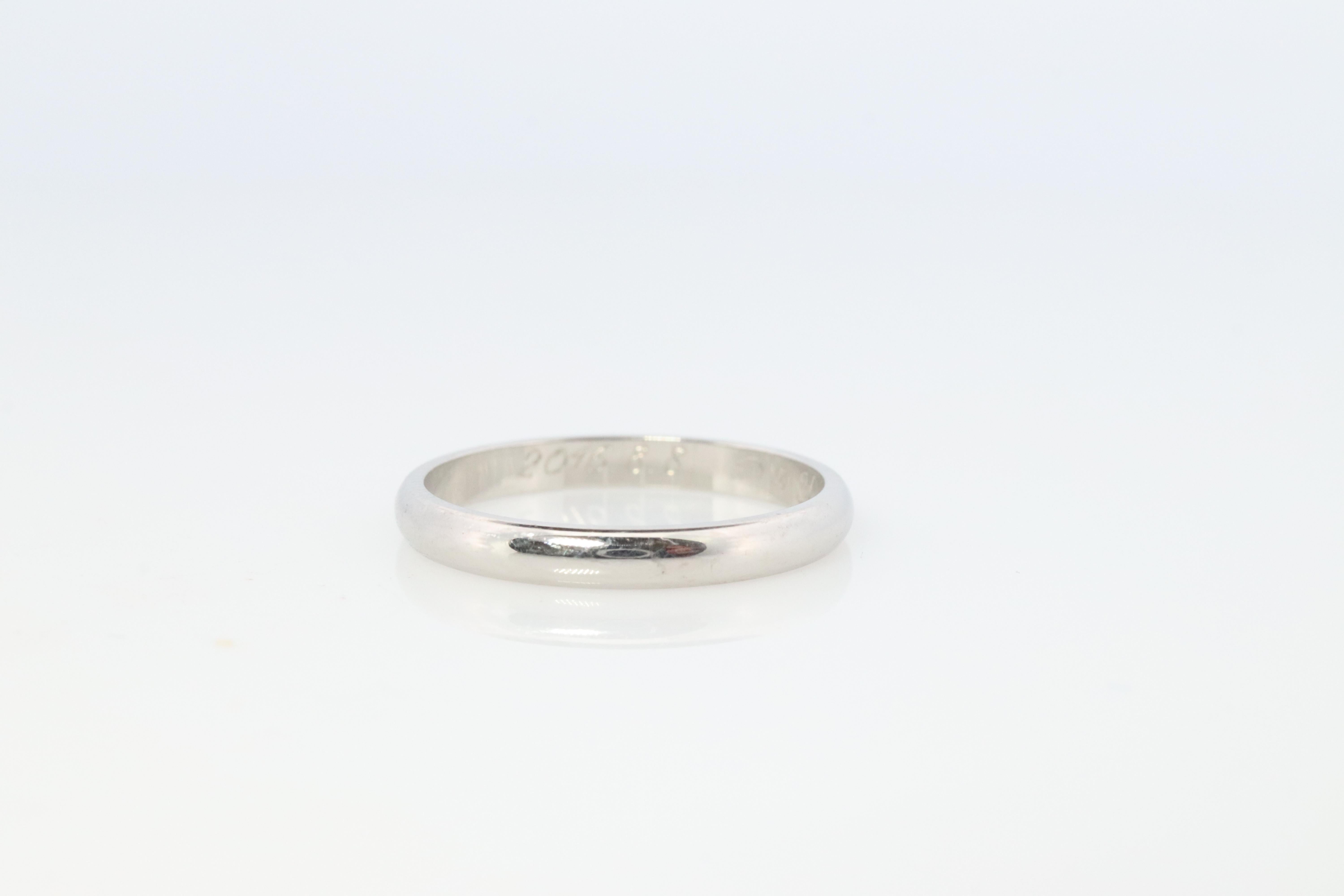 CARTIER Platinring. Cartier Ehering 1895 2,5 mm Band. Zertifikat (Moderne) im Angebot