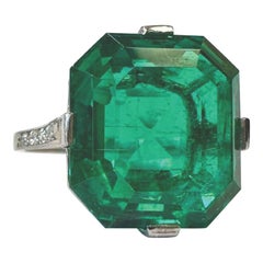 Cartier Platinum Ring with Colombian Emerald, AGL Certified