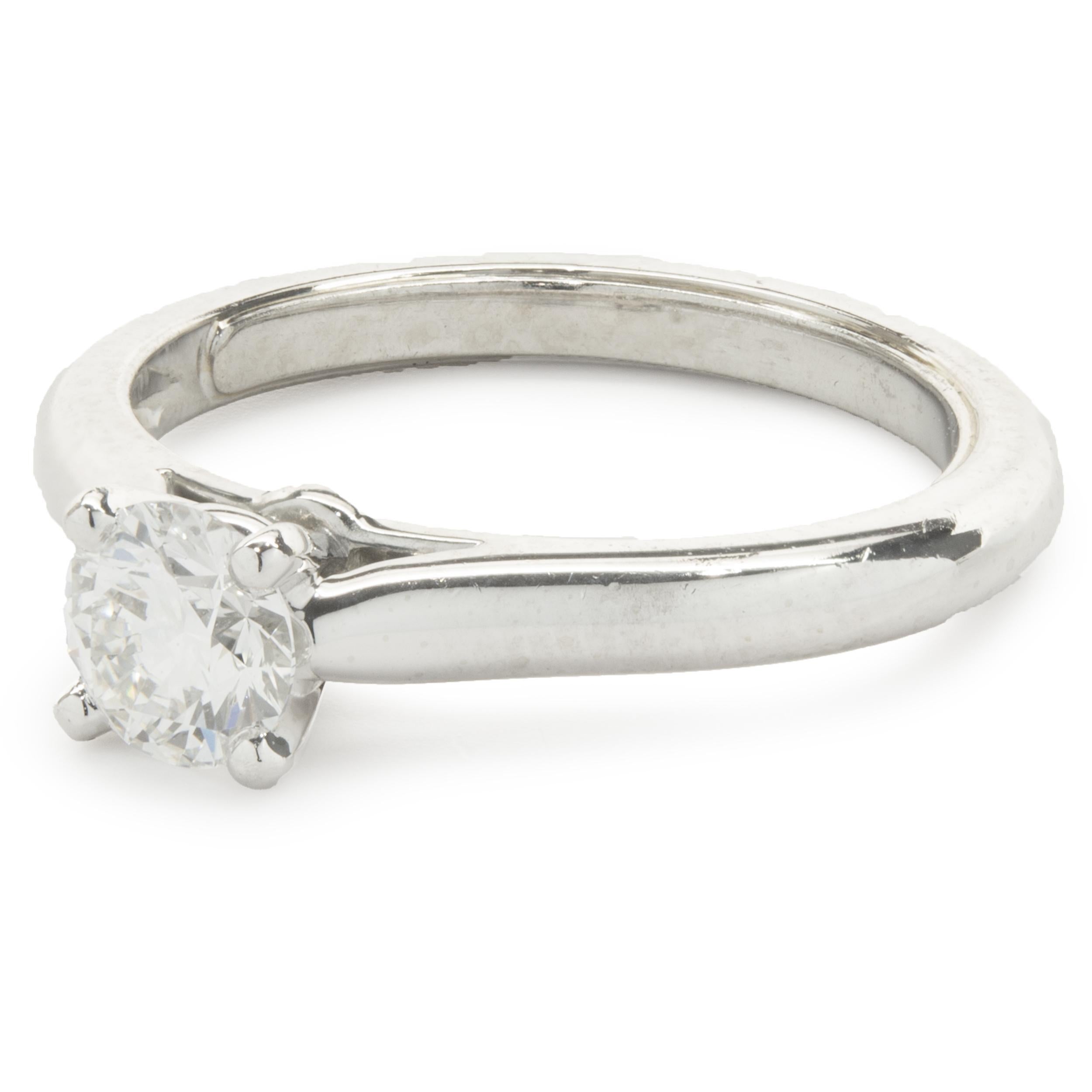 Bague de fiançailles en platine à diamant rond et taille brillante de Cartier Excellent état - En vente à Scottsdale, AZ