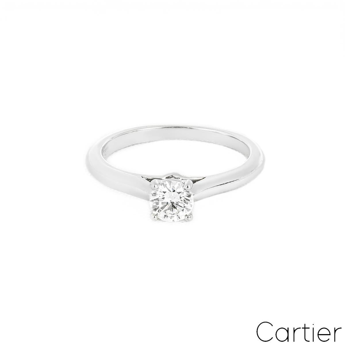 Taglio rotondo Cartier Anello in platino con diamante taglio brillante rotondo solitario 1895 0,30ct H/VS2 in vendita