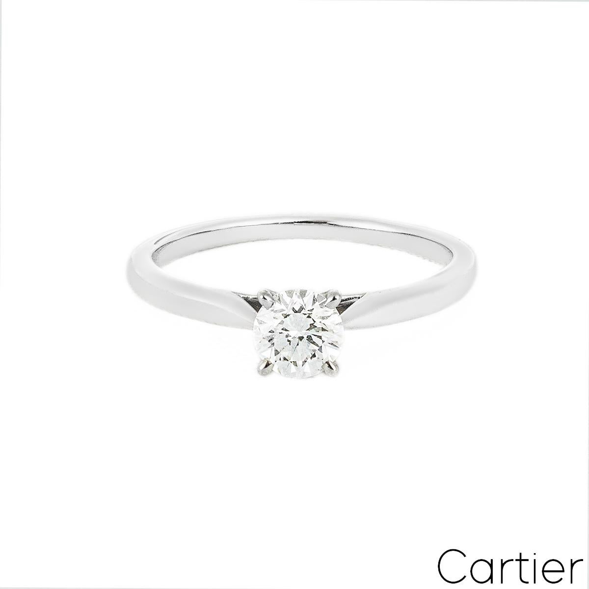 Cartier Platin Rund Brillantschliff Diamant Solitär 1895 Ring 0,36ct I/VVS2 (Rundschliff) im Angebot