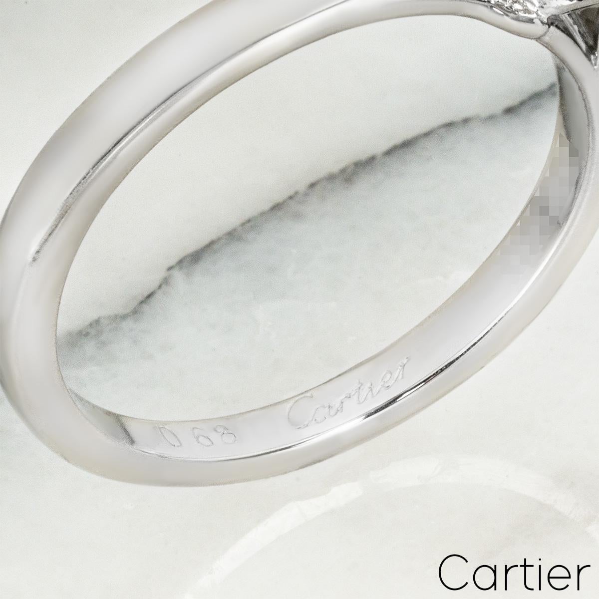 Women's Cartier Platinum Round Brilliant Cut Diamond Solitaire 1895 Ring 0.68ct G/VS1