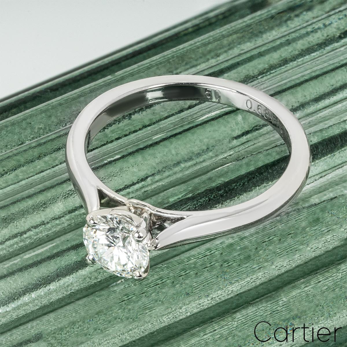 Cartier Platinum Round Brilliant Cut Diamond Solitaire 1895 Ring 0.68ct G/VS1 2