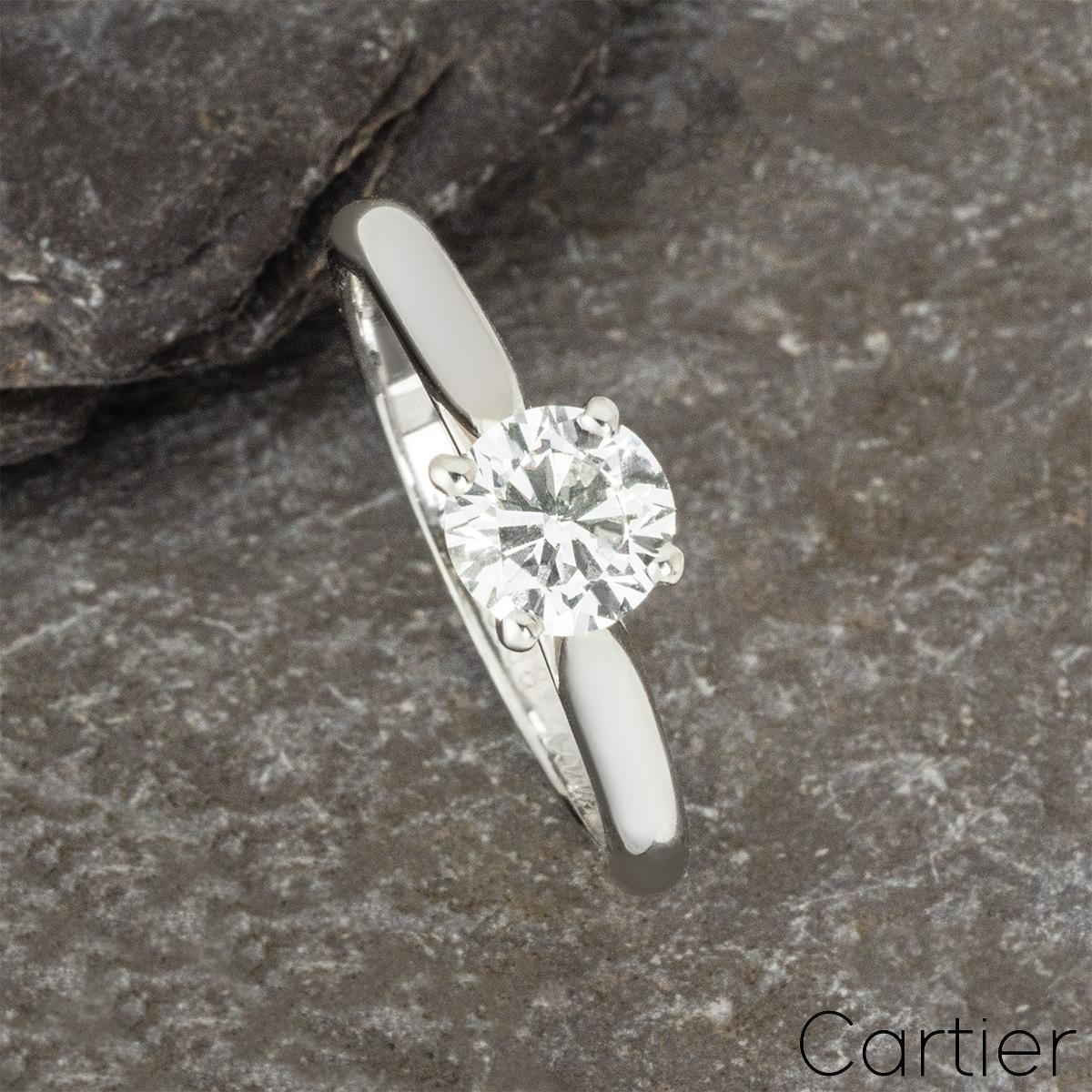 Cartier Platinum Round Brilliant Cut Diamond Solitaire 1895 Ring 0.68ct G/VS1 3