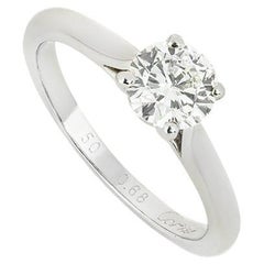 Cartier Platinum Round Brilliant Cut Diamond Solitaire 1895 Ring 0.68ct G/VS1