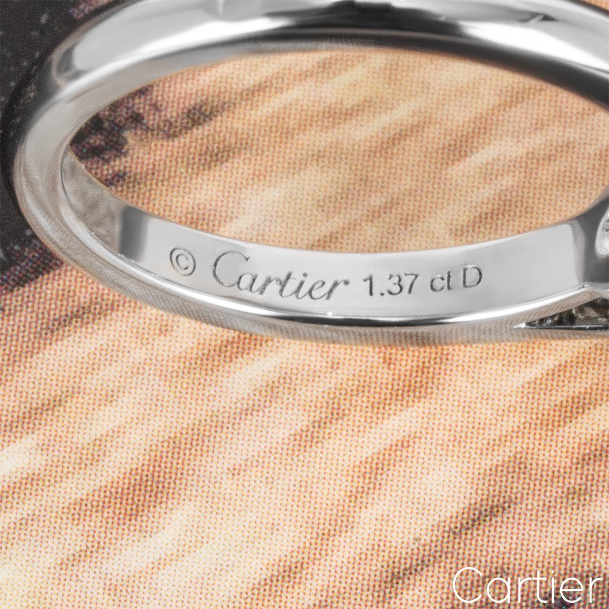 Cartier Platinum Round Brilliant Cut Solitaire 1895 Ring 1.37ct G/VVS1 GIA Cert For Sale 1