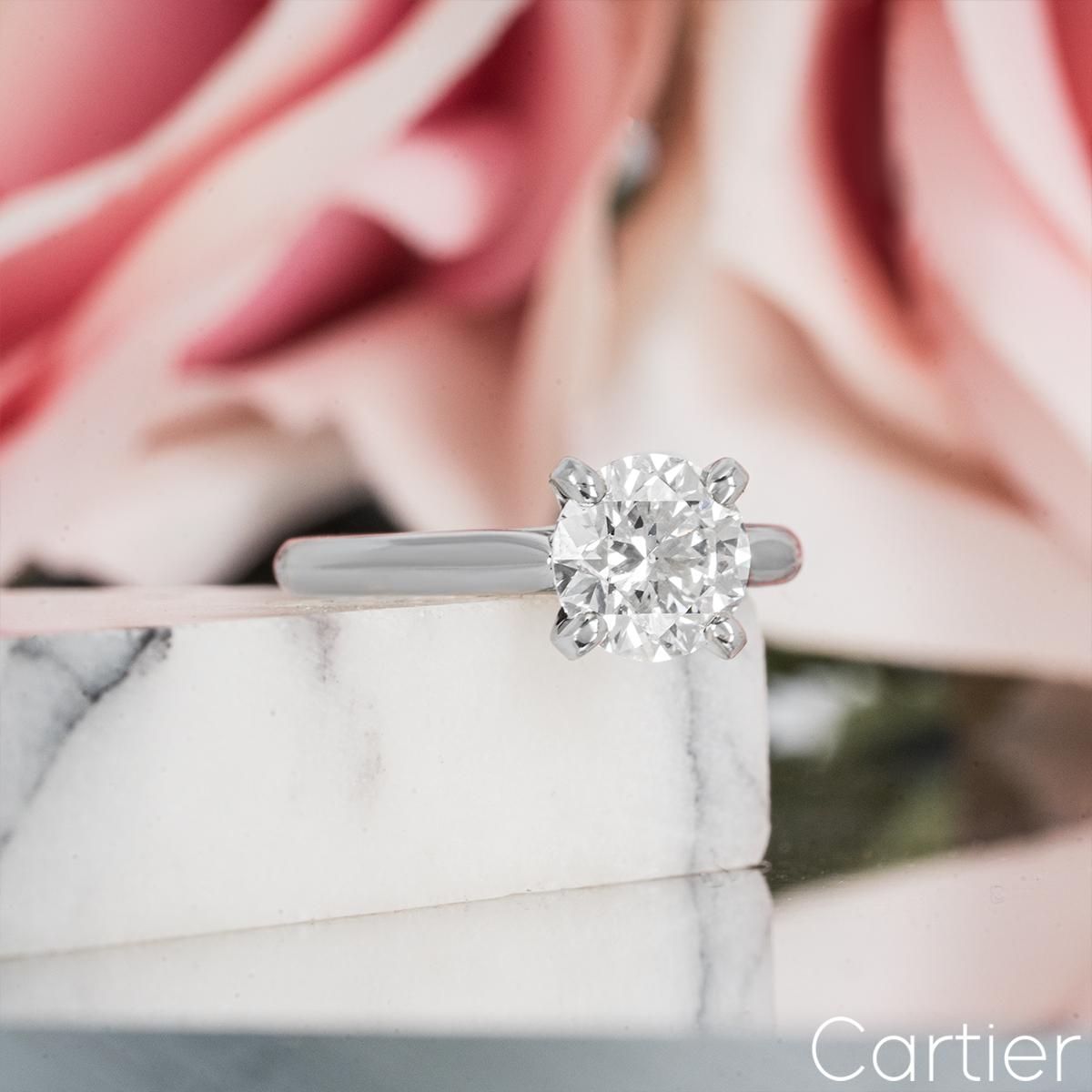 Cartier Platinum Round Brilliant Solitaire 1895 Ring 1.37ct G/VVS1 GIA Certified For Sale 3