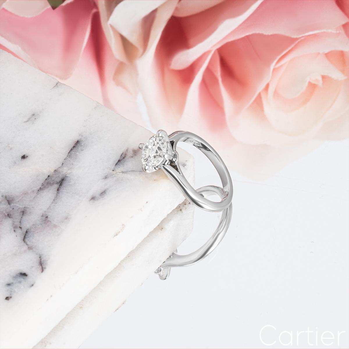 Cartier Platinum Round Brilliant Solitaire 1895 Ring 1.37ct G/VVS1 GIA Certified For Sale 4