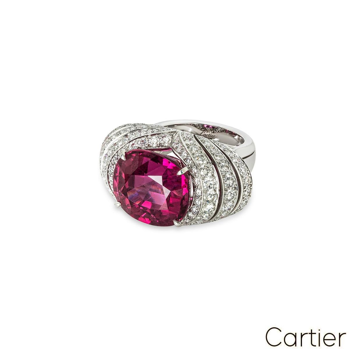 Round Cut Cartier Platinum Rubellite & Diamond Jewellery Suite