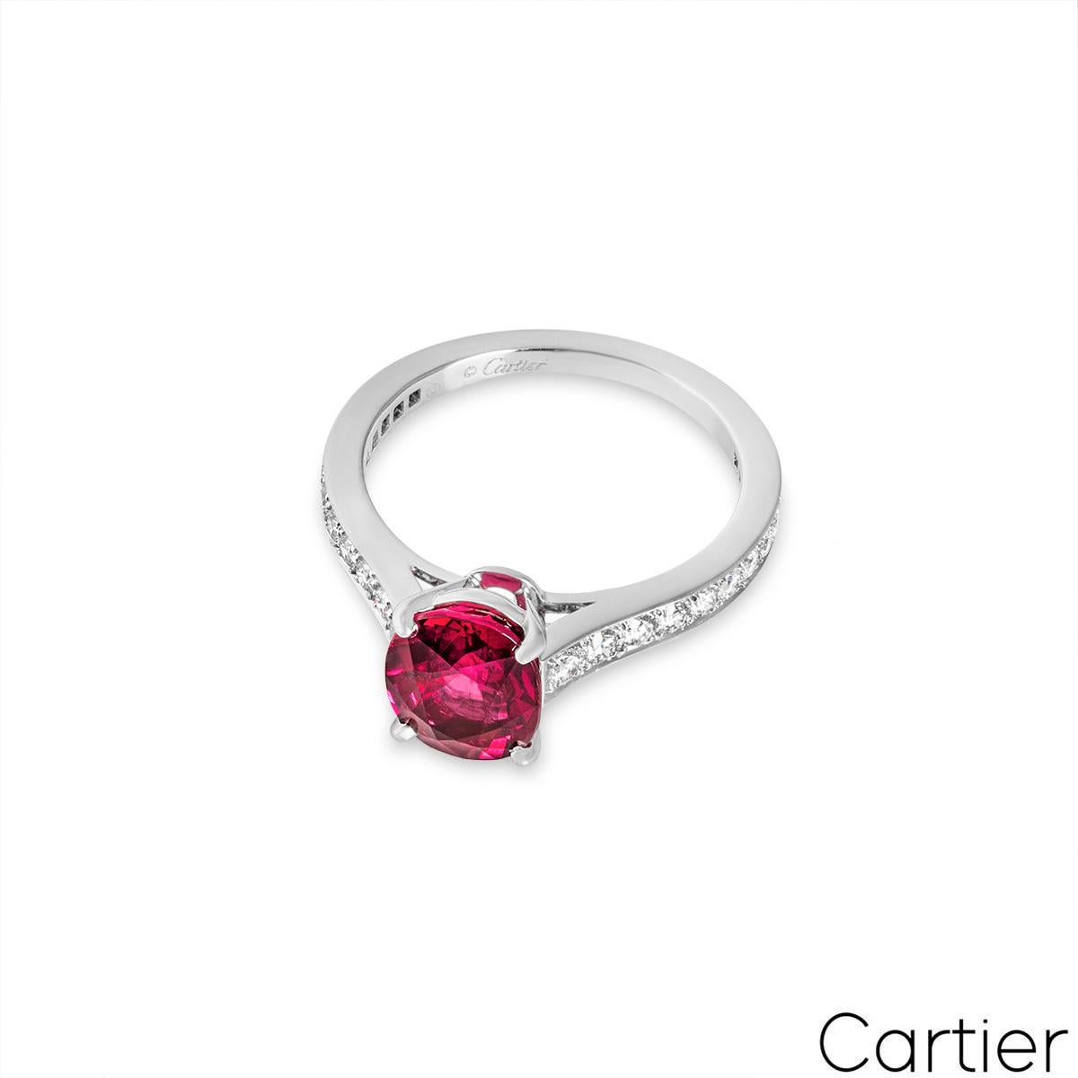 Cartier Platin Rubin & Diamant-Ring 2,36 Karat Damen
