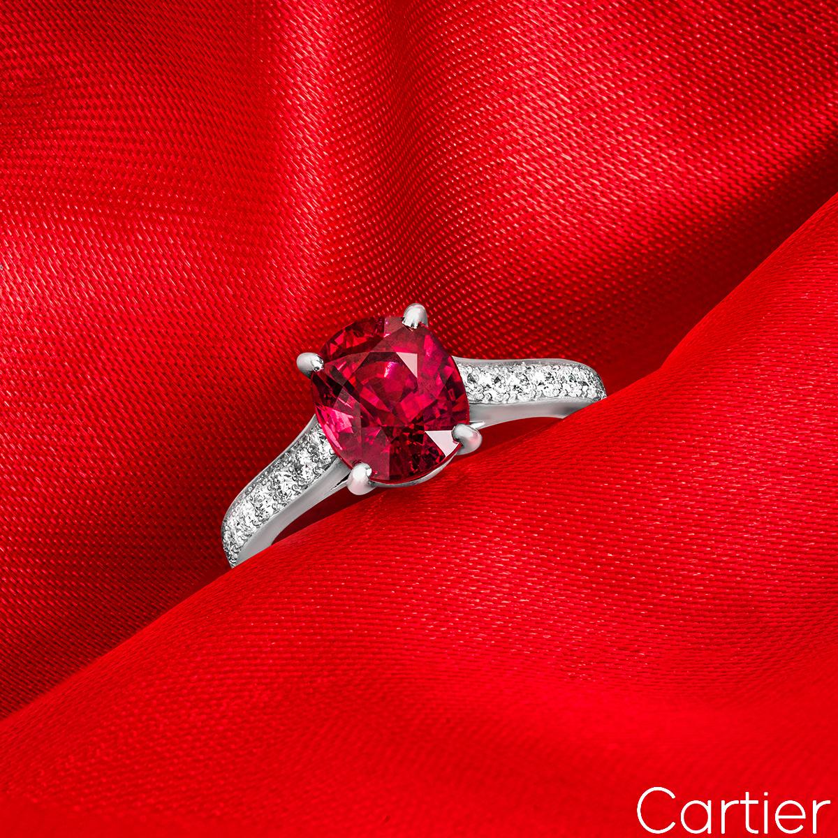 Cartier Platinum Ruby & Diamond Ring 2.36 Carat In Excellent Condition In London, GB