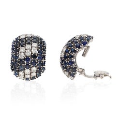 CARTIER Platinum Sapphire and Diamond Ear Clips
