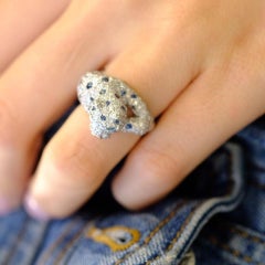 Cartier Platinum Sapphire and Diamond Panther Pave Ring