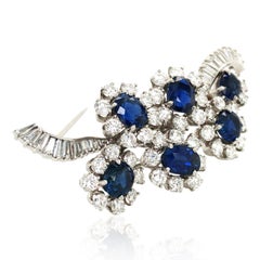 Cartier, Platinum Sapphire Diamond Brooch, GIA