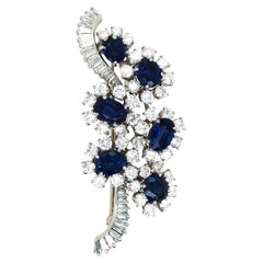 Cartier, Platinum Sapphire Diamond Brooch, GIA