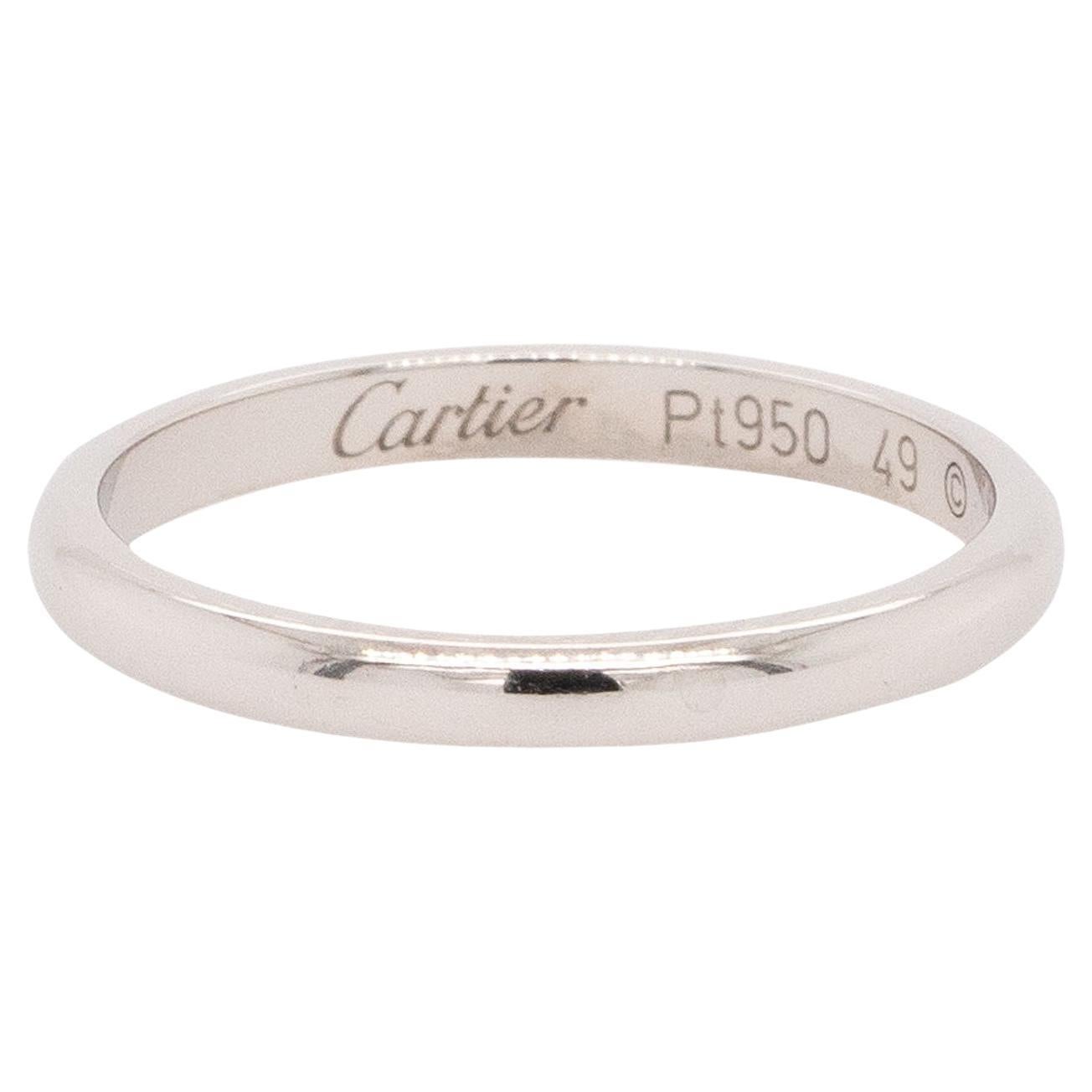 Cartier Platinum Smooth Smooth Band Ring For Sale