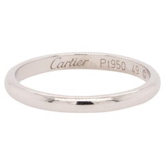 Cartier Platin Smooth-Ring mit Rauchglasur, Größe 49