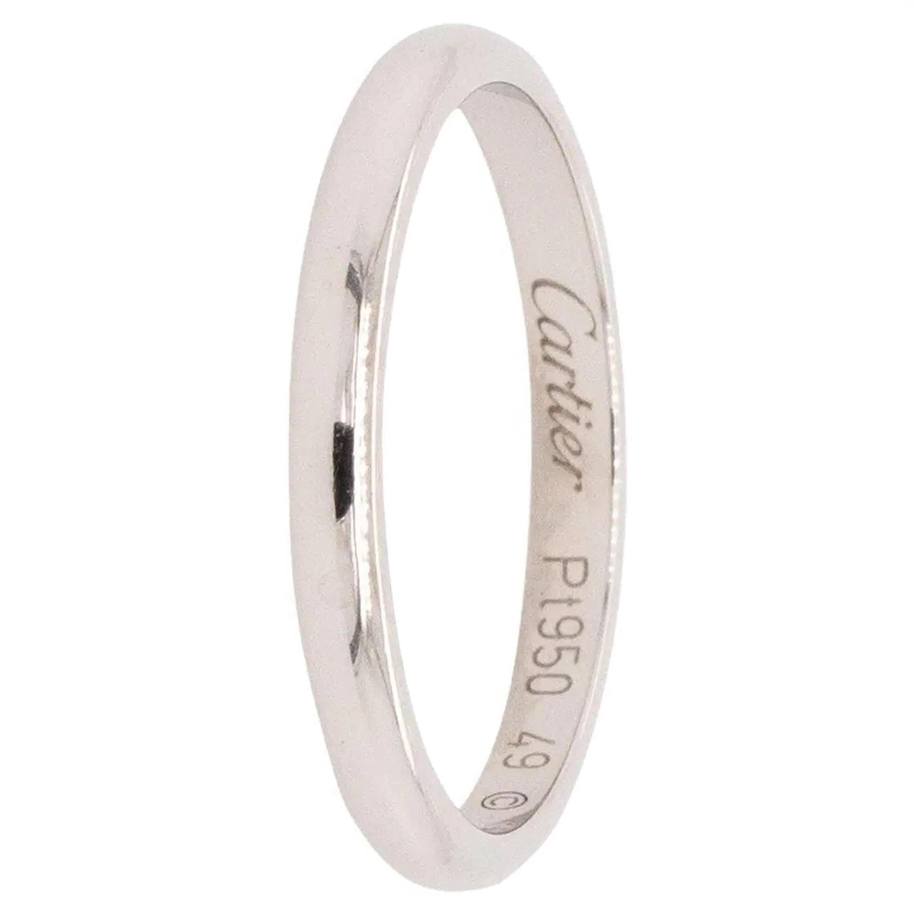 Cartier Bague jonc lisse en platine, taille 49 en vente 6