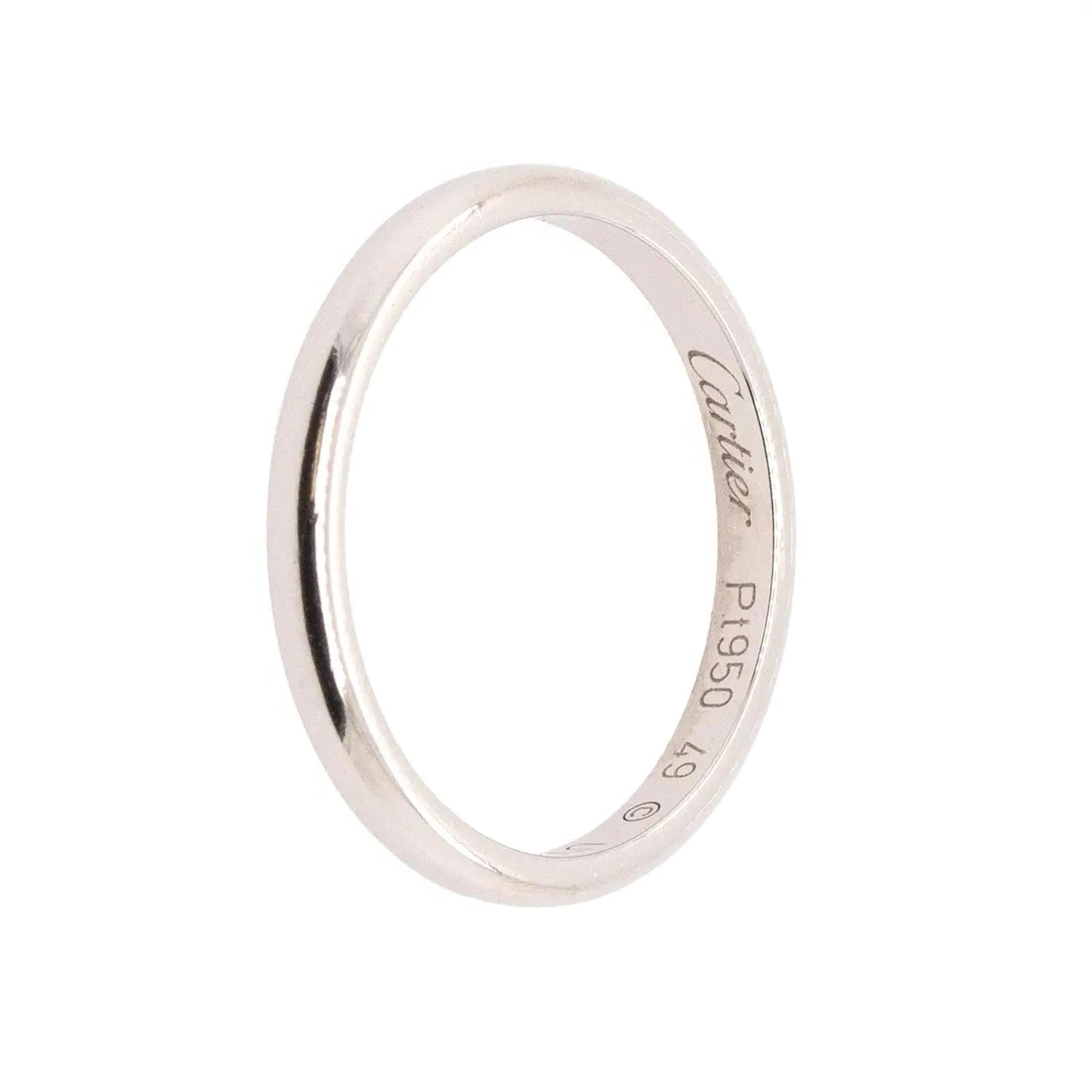 Cartier Bague jonc lisse en platine, taille 49 en vente 2