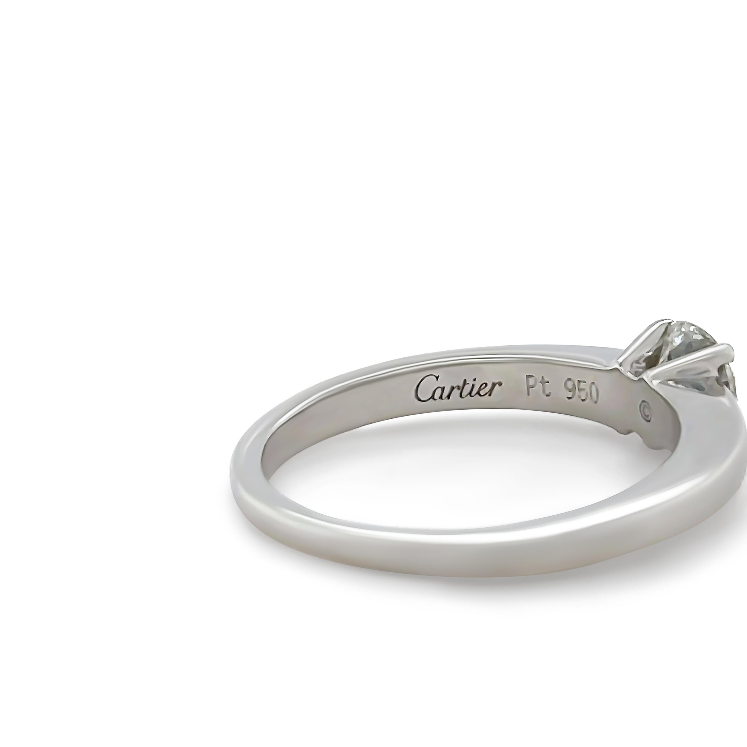 Cartier Platinum Solitaire Diamond Ring 0.40ct In Excellent Condition In SYDNEY, NSW