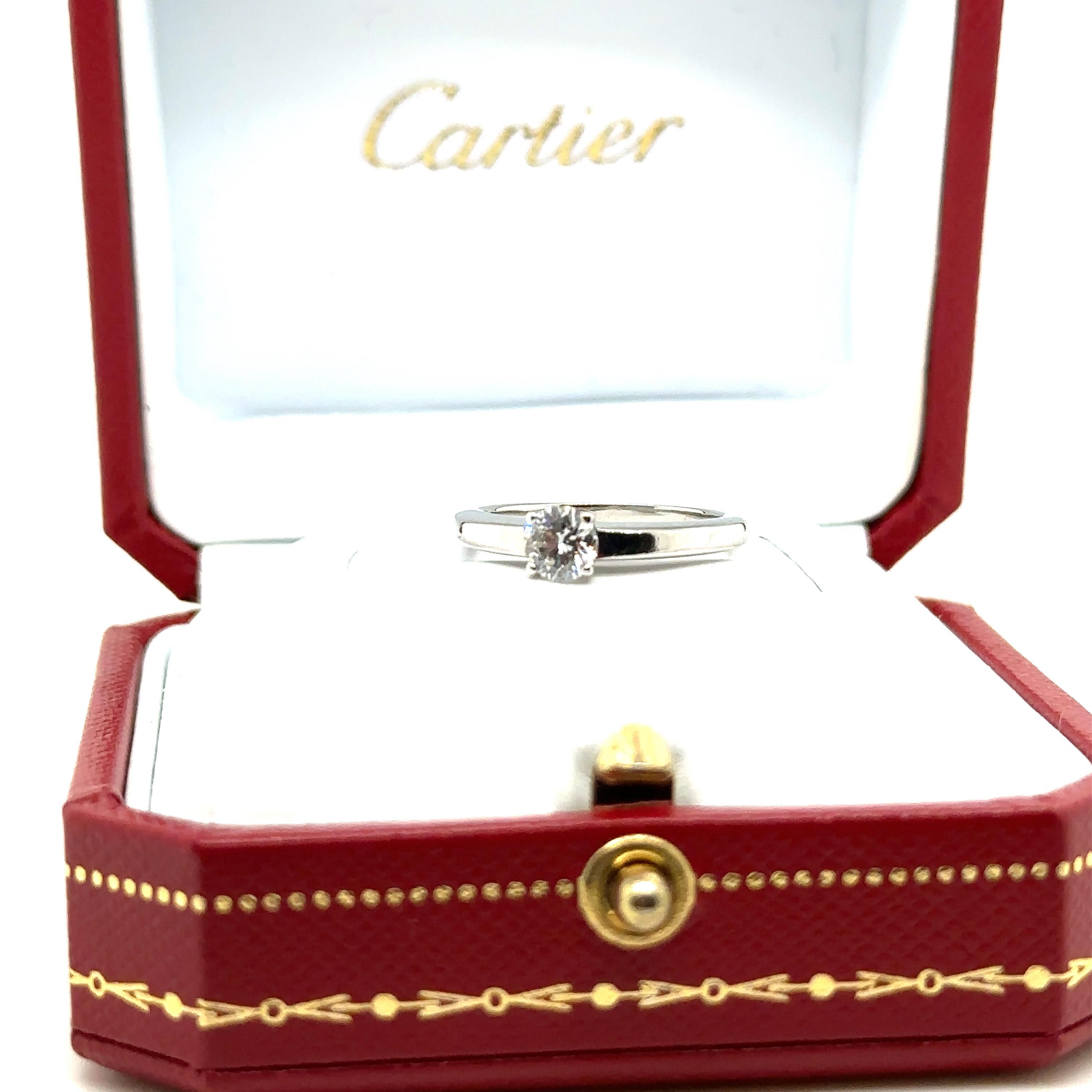 Women's Cartier Platinum Solitaire Diamond Ring 0.40ct